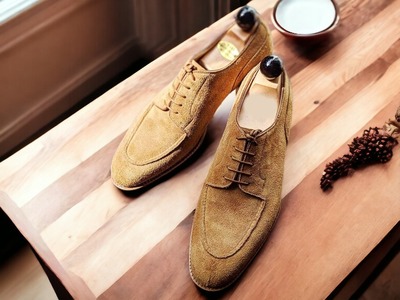 Handmade Men's Brown Suede Laceup Dress Shoes