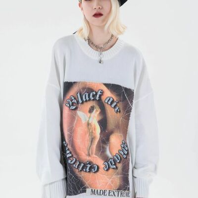 Black air angel knit sweater - Thumbnail 2