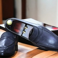 Handmade Men's Leather Blue Panny Slip on Loafer Shoes - Thumbnail 1