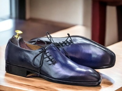 Handmade Men's Purple Leather Lace up Dress Shoes