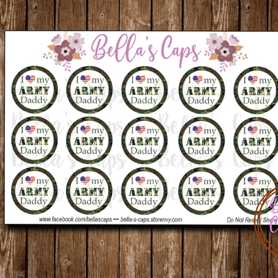 I love my army daddy 1" round digital cabochon image