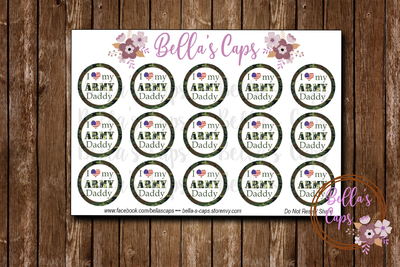 I Love my Army Daddy 1" Round Digital Cabochon Image