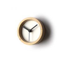Small Handmade Round Wall Clock Made of Natural Plywood - Compact - Thumbnail 3