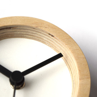 Small Handmade Round Wall Clock Made of Natural Plywood - Compact - Thumbnail 4