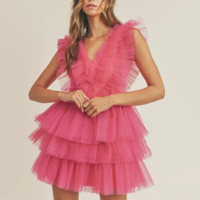 Ruffles tiered tulle a-line dress