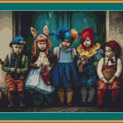 Carnival children cross stitch pattern