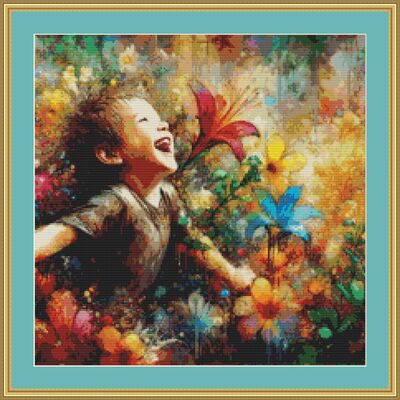 Happy child cross stitch pattern