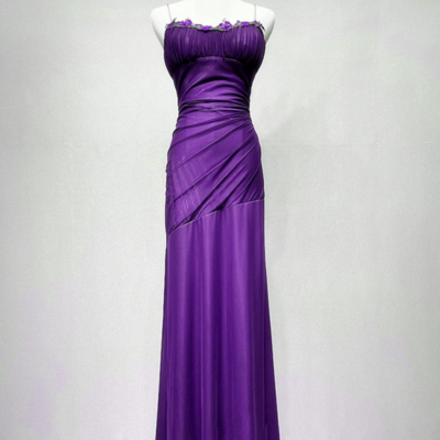 Purple spandex straps formal dress, purple evening dress prom dress kpp1755