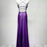 Purple Spandex Straps Formal Dress, Purple Evening Dress Prom Dress KPP1755 - Thumbnail 2