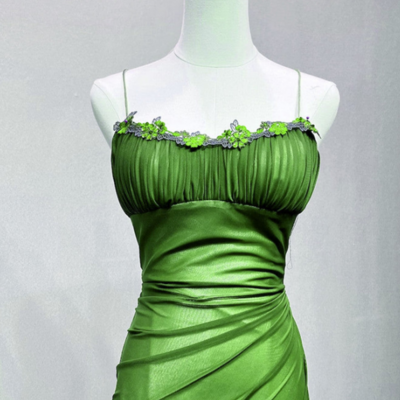 Green straps lace up formal dress evening dress, green spandex prom dress kpp1756