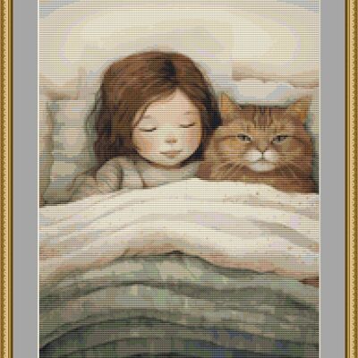 Snuggling together cross stitch pattern