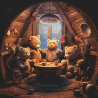 Teatime For Teddies Cross Stitch Pattern - Thumbnail 1