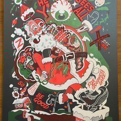 Santa "he sees y'all!" print