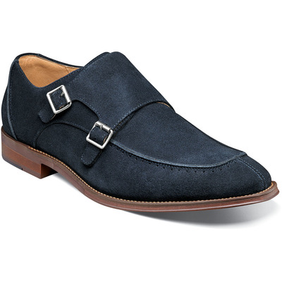 Black color suede leather double buckle straps monk party wear men shoes