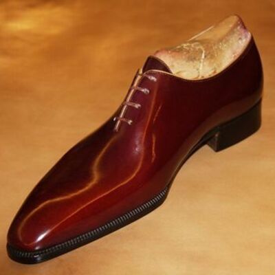 Handmade men fashion genuine leather shoes maroon leather oxford shoes - Thumbnail 2