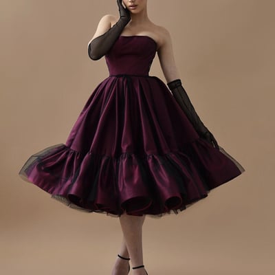 Strapless princess prom gown tulle overlay