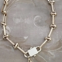 Stainless Steel Gold tone heart pad lock valentines day choker necklace  - Thumbnail 2