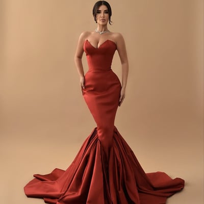 Orange red mermaid prom gown 2024 style