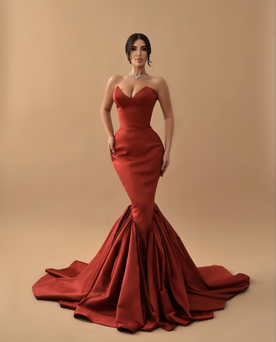 Orange Red Mermaid Prom Gown 2024 Style