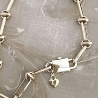 Stainless Steel Gold tone heart pad lock valentines day choker necklace  - Thumbnail 1