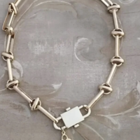 Stainless Steel Gold tone heart pad lock valentines day choker necklace  - Thumbnail 4