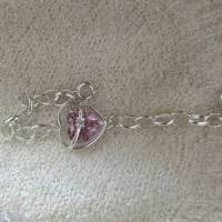 Pink Valentines Heart CZ bracelet adjustable  - Thumbnail 2
