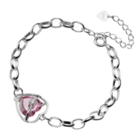 Pink Valentines Heart CZ bracelet adjustable  - Thumbnail 4
