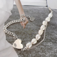 Silver and Pearl Heart Valentines Day bracelet adjustable  - Thumbnail 3