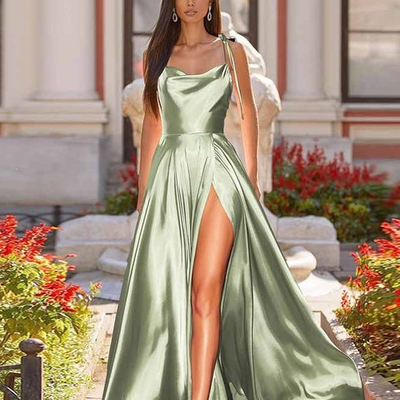 A-line long prom night dress with split side