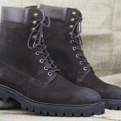 Handmade men's brown suede laceup chukka boot