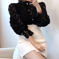 Stunning French Goth Hollow Embroidery Princess Elegant Tops Blouse Y2K Streetwear Party Unique Fashion Amazing  - Thumbnail 7