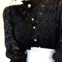 Stunning French Goth Hollow Embroidery Princess Elegant Tops Blouse Y2K Streetwear Party Unique Fashion Amazing  - Thumbnail 8
