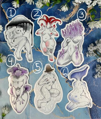 Mushroom ladies stickers