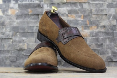 Handmade Men's Brown Suede Penny Loafer Shoes