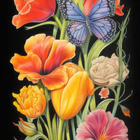 Butterflies And Flowers Cross Stitch Pattern - Thumbnail 2