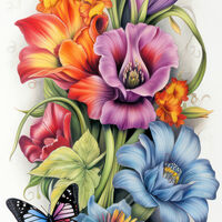 Butterflies And Flowers II Cross Stitch Pattern - Thumbnail 2