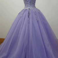 Gorgeous Purple Formal Prom Gowns Quinceanera Dresses With Appliques KPP1759 - Thumbnail 1