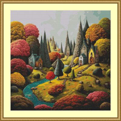 Whimsical landscape cross stitch pattern - Thumbnail 5