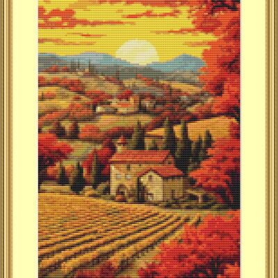 Autumn landscape cross stitch pattern
