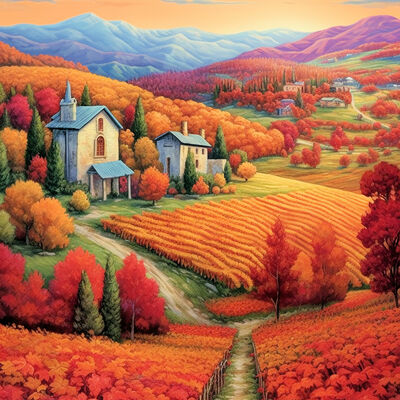 Autumn vineyards cross stitch pattern