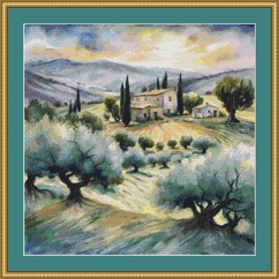 Olive orchard cross stitch pattern