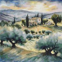 Olive Orchard Cross Stitch Pattern - Thumbnail 1
