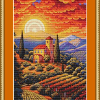Sun setting cross stitch pattern