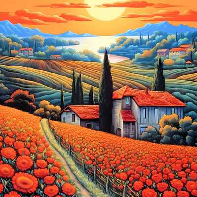 Sunset cross stitch pattern