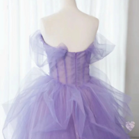 Purple Lace Floral Tulle Long Prom Dresses, Purple Tulle Long Lace Formal Evening Dresses KPP1761 - Thumbnail 2