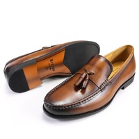 Men's tassel slip-on handmade genuine leather cowhideshoes rubber wear-resistant outsole  2 colors - Thumbnail 4