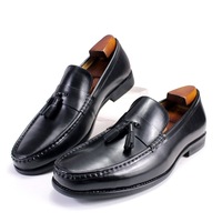 Men's tassel slip-on handmade genuine leather cowhideshoes rubber wear-resistant outsole  2 colors - Thumbnail 5