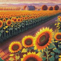 Sunflower Fields Cross Stitch Pattern - Thumbnail 1