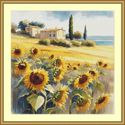 Sunflowers in a field cross stitch pattern - Thumbnail 2