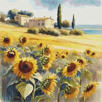 Sunflowers In A Field Cross Stitch Pattern - Thumbnail 1